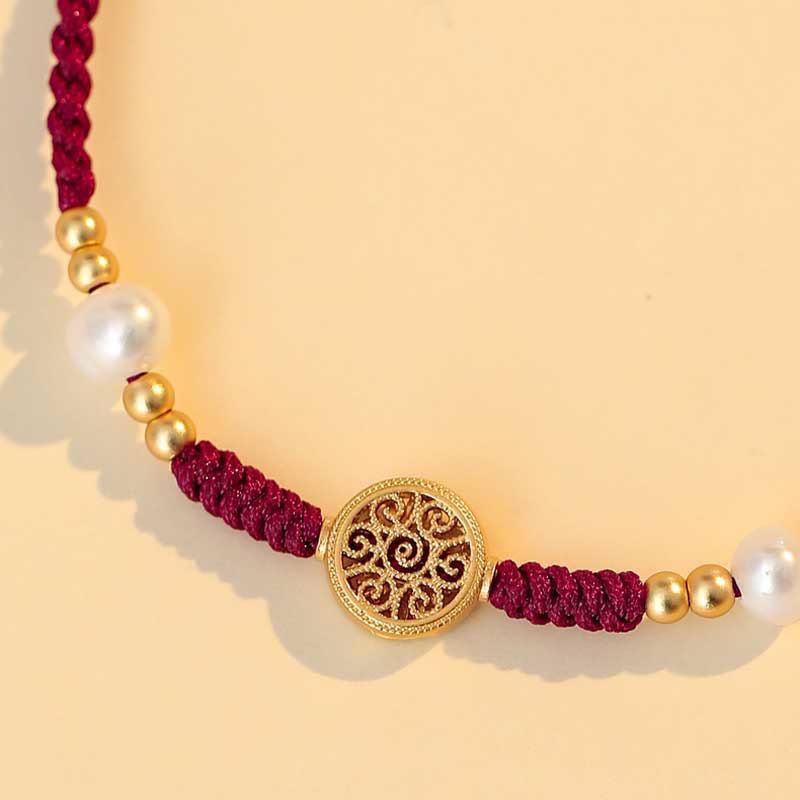 Copper Coin Fortune Tree Luck Strength Braided Bracelet