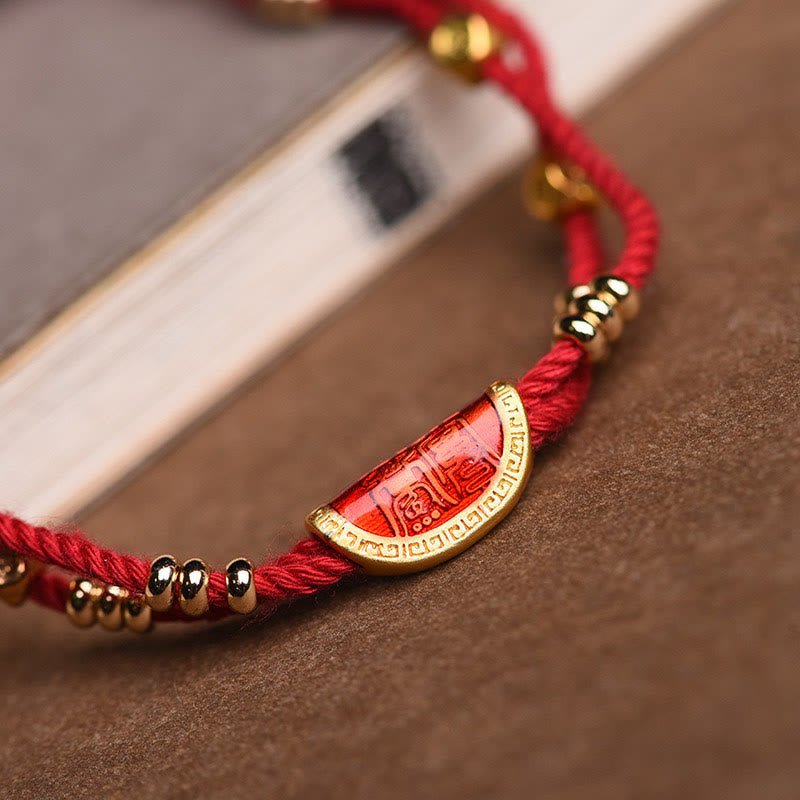 Handmade Cinnabar Dumplings Design Luck Braided Red Rope Bracelet
