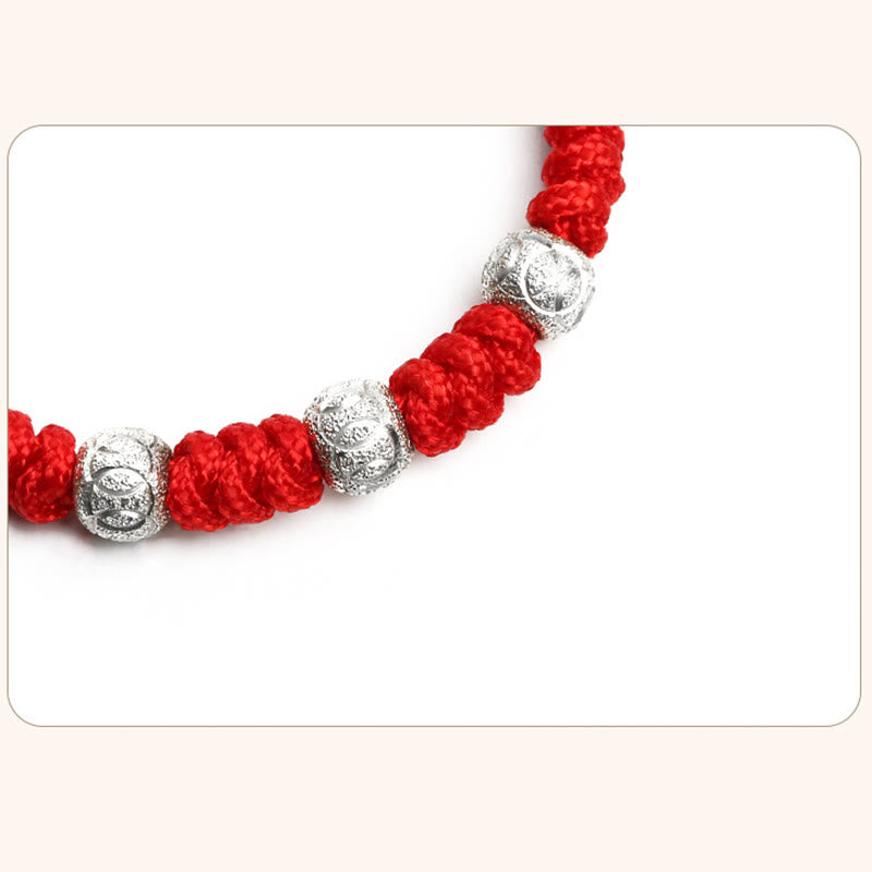 925 Sterling Silver King Kong Knot Multicolored Red String Strength Handmade Braided Kids Child Bracelet