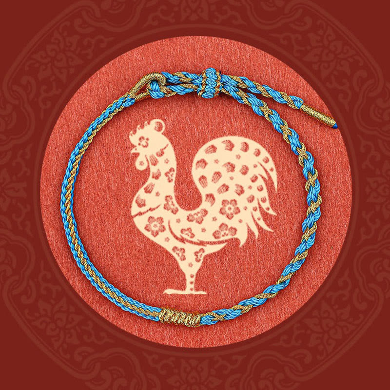 Handmade Chinese Zodiac Rabbit Rooster Rat Horse Dragon Protection Braid String Bracelet