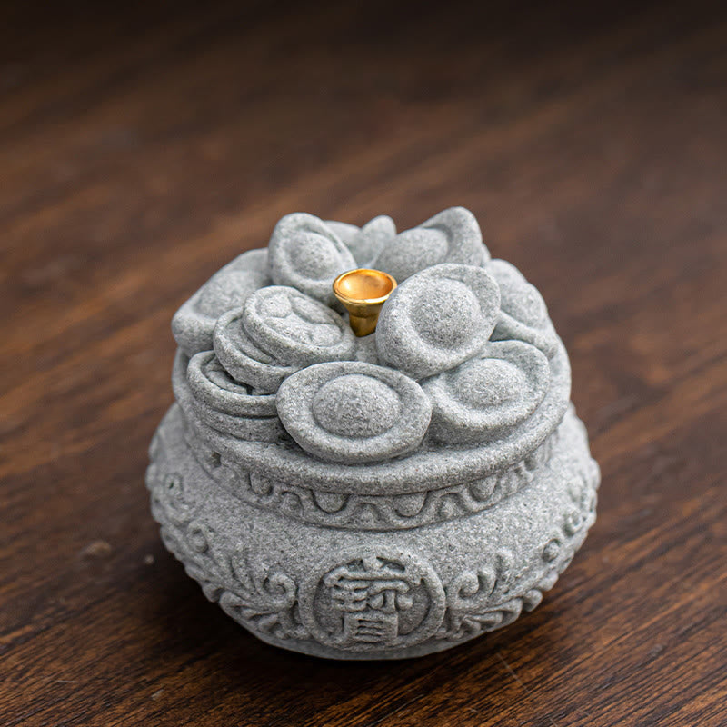 Chinese Character Fu Ingots Incense Burner Desk Decoration