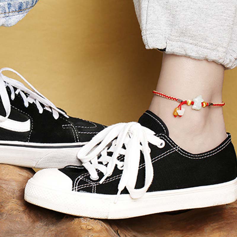 Chinese Zodiac Jade Prosperity Red String Bracelet Anklet