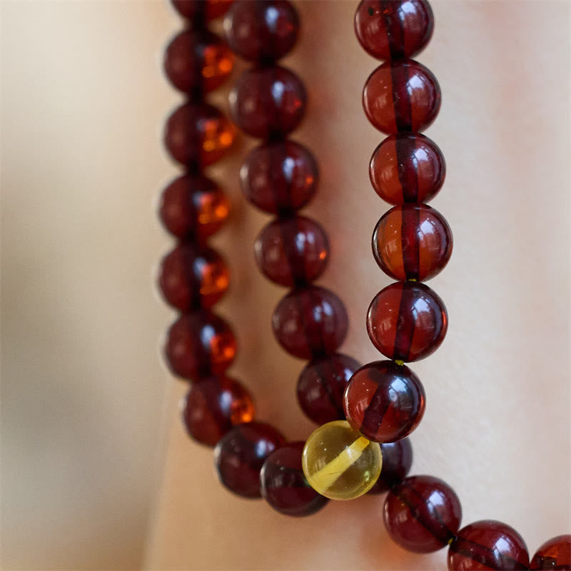 Natural 108 Mala Beads Amber Bracelet