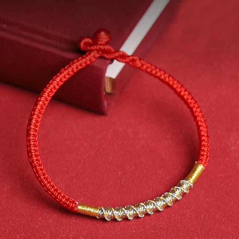 925 Sterling Silver Luck Strength Red String Protection Braid Bracelet
