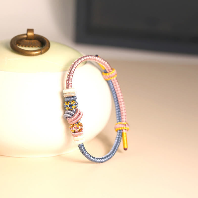 Two-Color Rope Handcrafted Eight Thread Peace Knot Luck Connection Bracelet