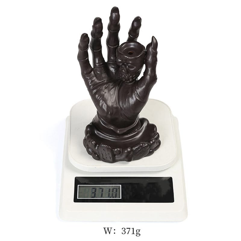 Halloween Ghost Hand Skull Head Ceramic Peace Incense Burner Decoration