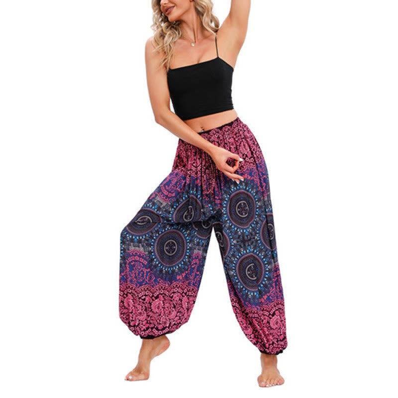 Casual Loose Compass Pattern Harem Trousers Women's Yoga Pants