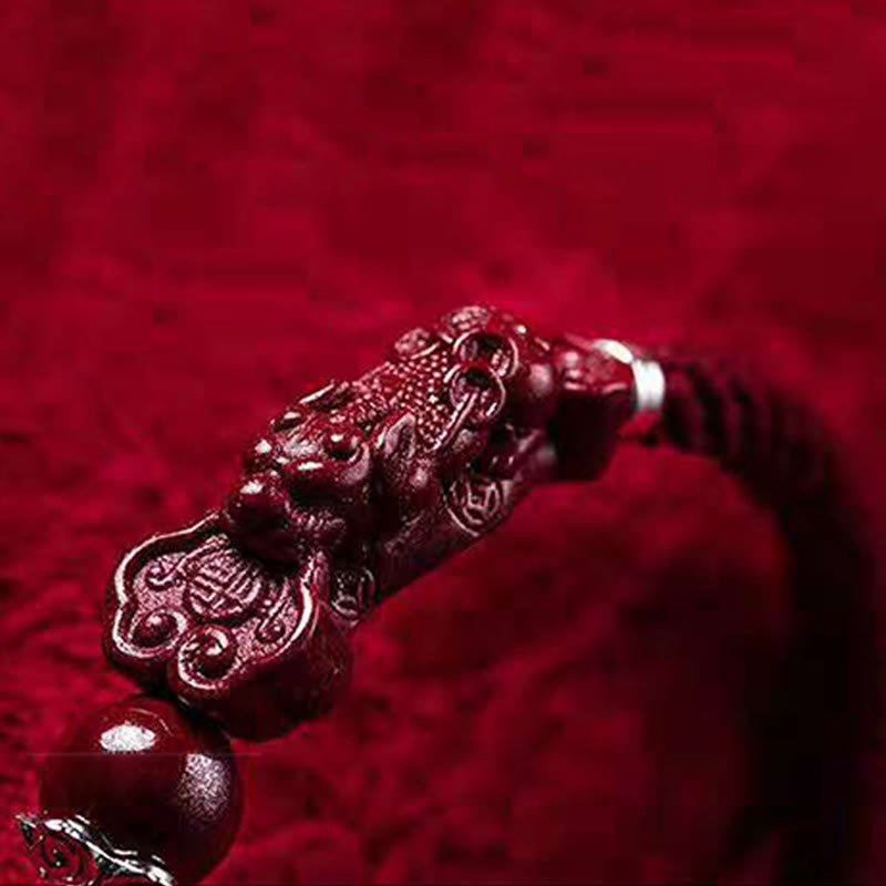 Handcrafted PiXiu Cinnabar Wealth Luck Braided Bracelet