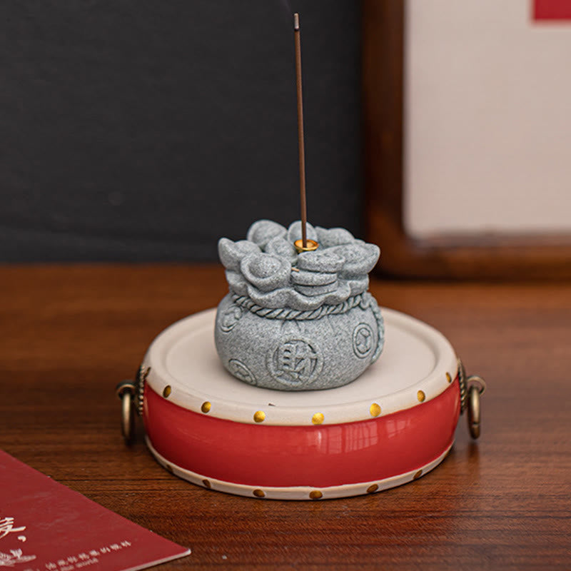Chinese Character Fu Ingots Incense Burner Desk Decoration