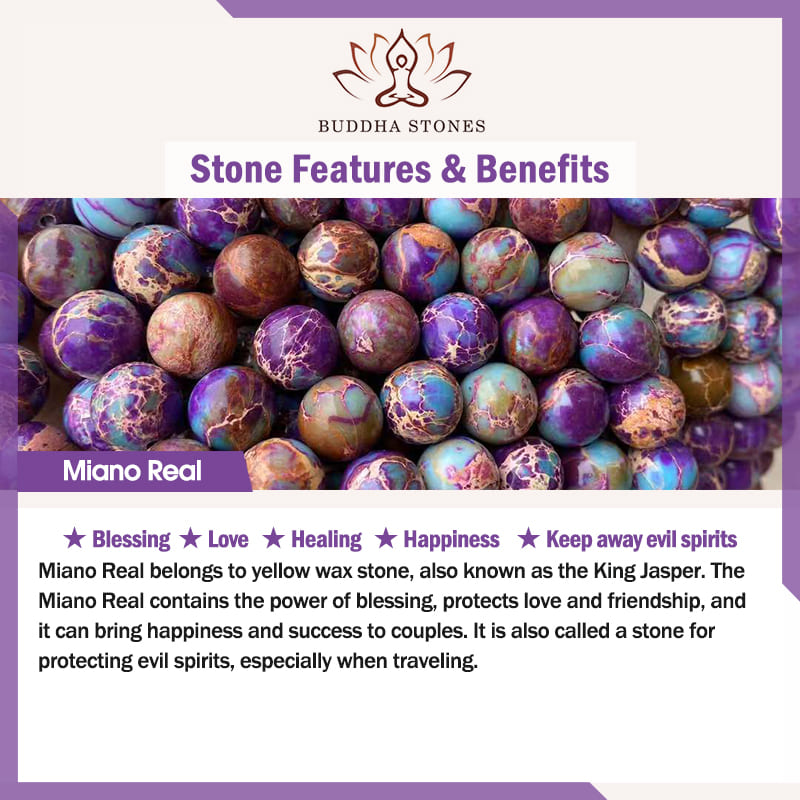 Natural Purple Miano Real Stone Lotus Mala