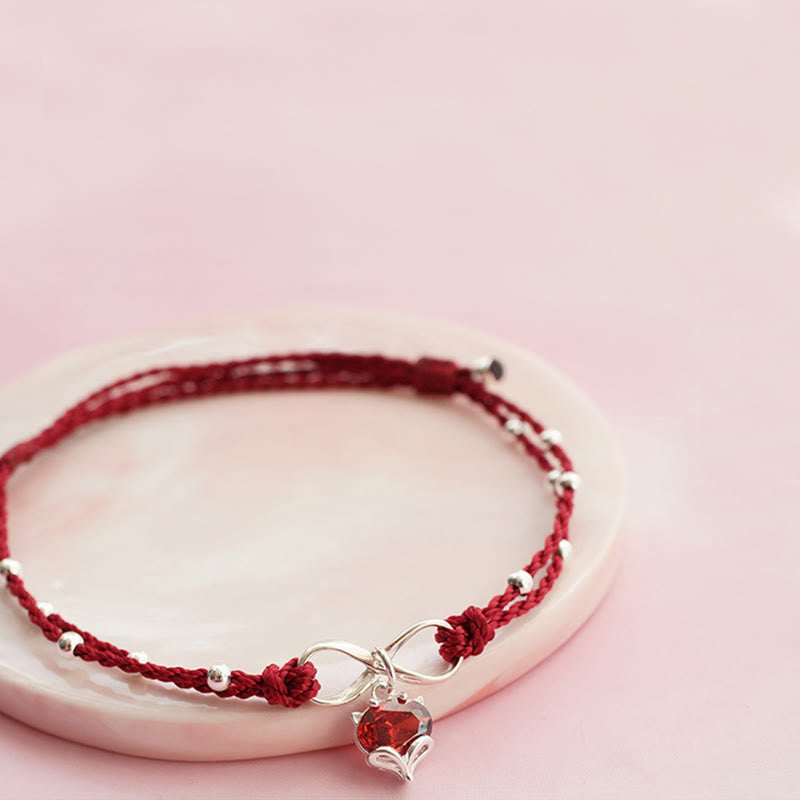 Love Heart Infinity Symbol Braided String Anklet