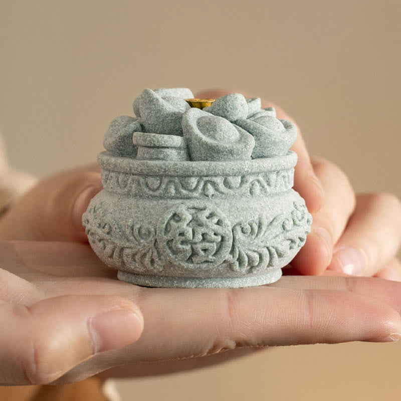 Chinese Character Fu Ingots Incense Burner Desk Decoration