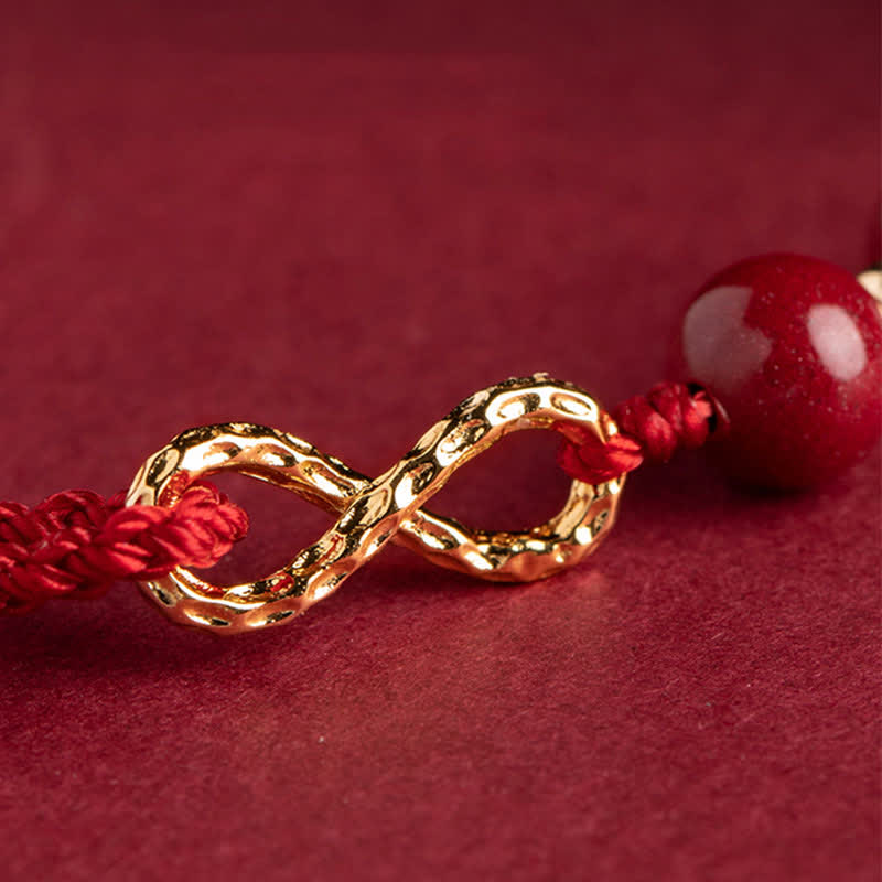 Cinnabar Blessing Red String Golden Infinity Symbol Bracelet Anklet