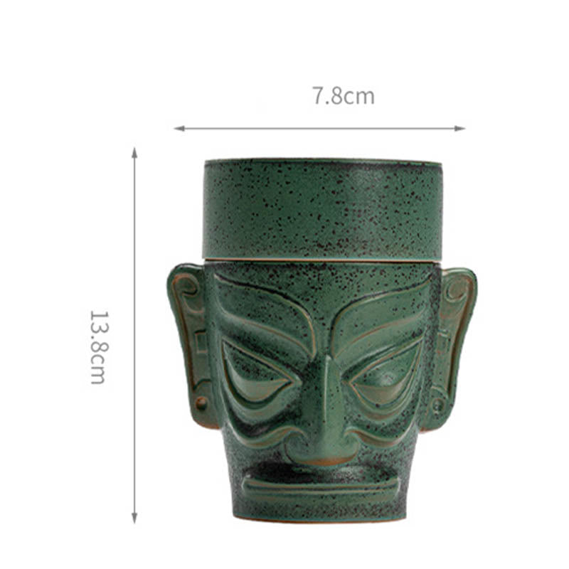Bronze Age Relics Sanxingdui Mask Three Star Mound Ceramic Incense Burner