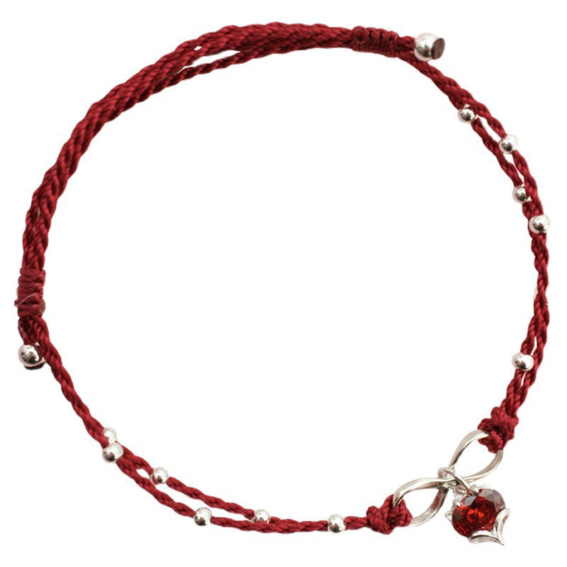 Love Heart Infinity Symbol Braided String Anklet
