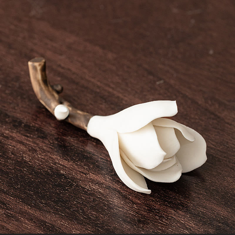 Gardenia Flower Pattern Ceramic Incense Burner Decoration
