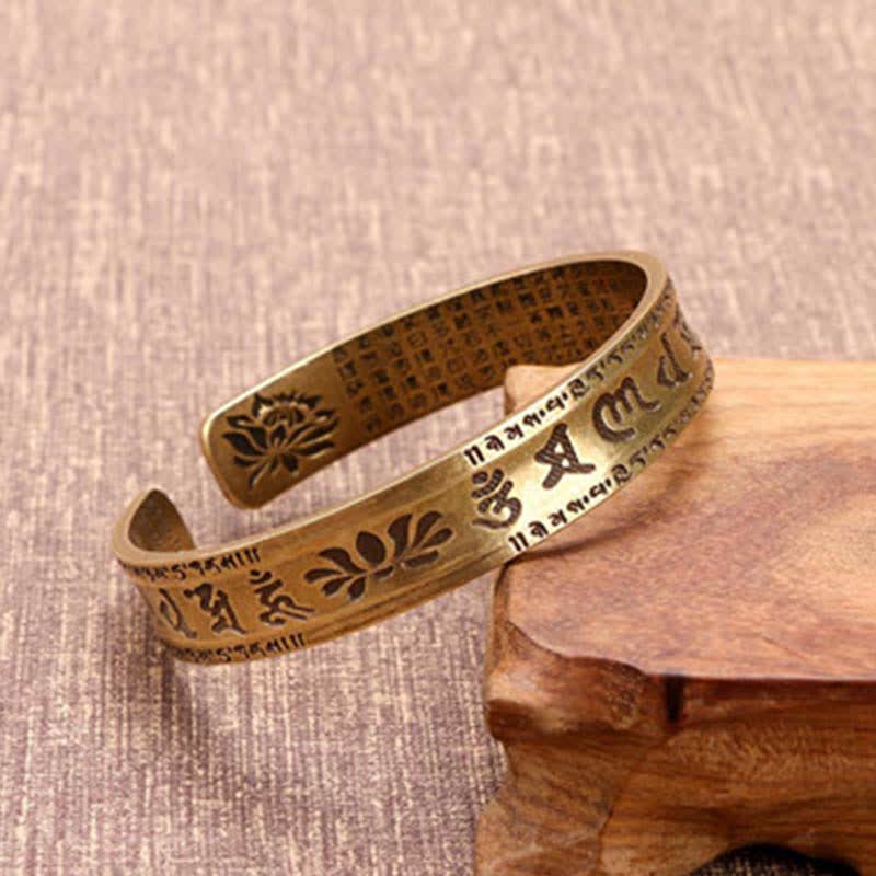 2Pcs Om Mani Padme Hum Dragon Phoenix Copper Leather Peace Cuff Bracelet Bangle