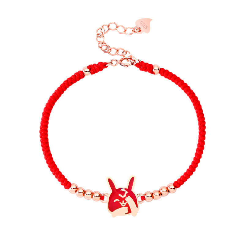 925 Sterling Silver Chinese Zodiac Luck Faith Discolor Red String Bracelet