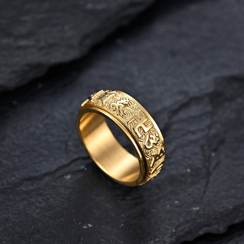 Om Mani Padme Hum Balance Calm Titanium Steel Ring