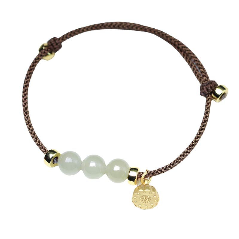 Natural Jade Lotus Seed Strength Red String Weave Bracelet