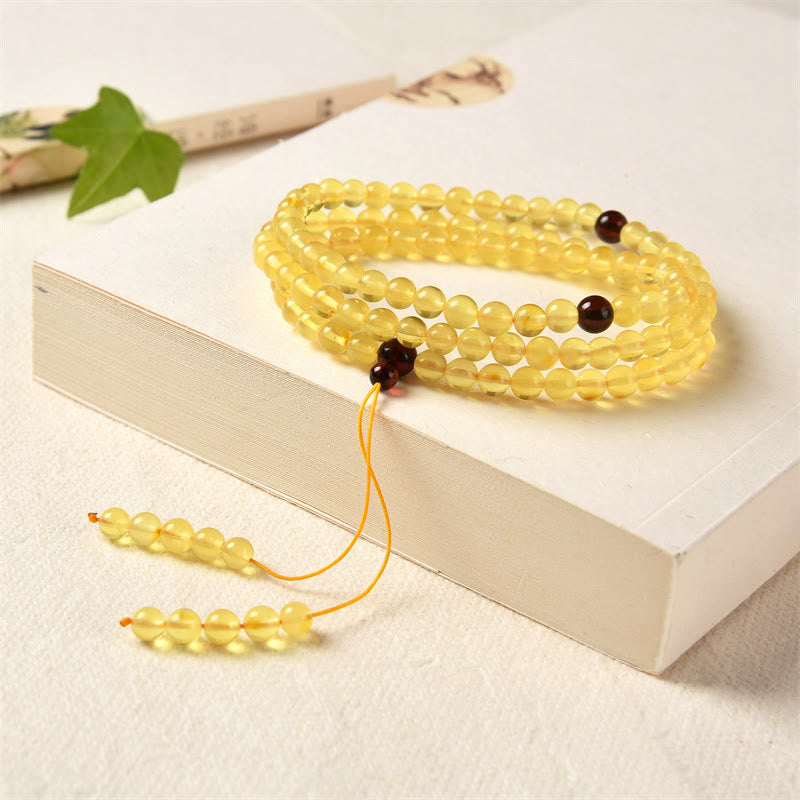 108 Mala Beads Natural Amber Bracelet