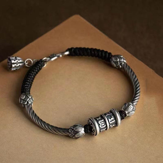 Om Mani Padme Hum Lotus Peace Braided Bracelet