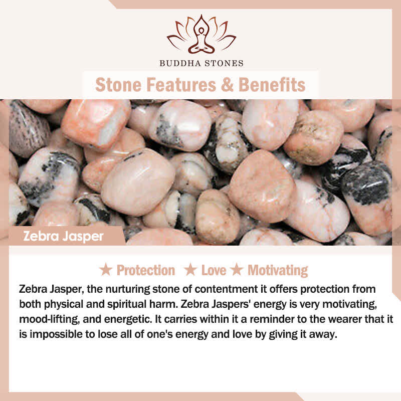 108 Mala Beads Sodalite Zebra Jasper Crystal Lotus Strength Bracelet